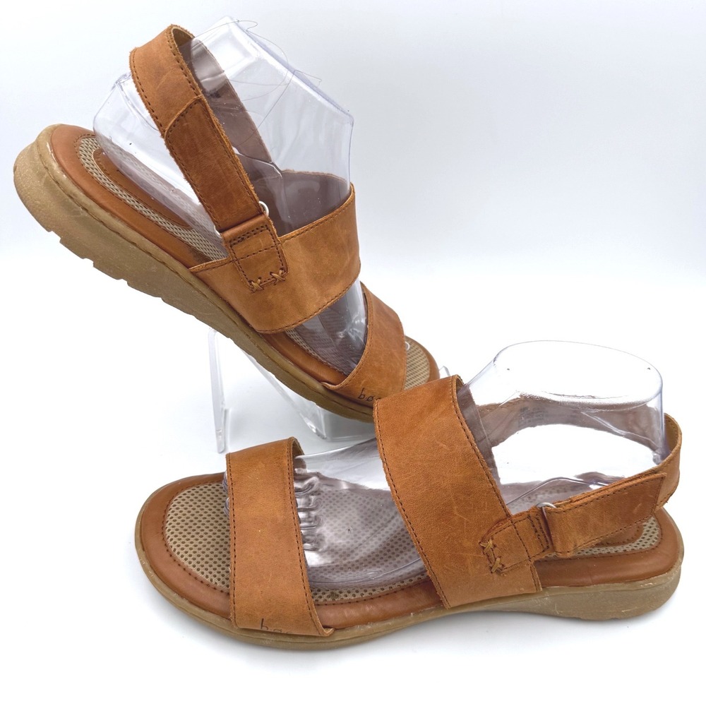 B.O.C. Born Women Sandals Sz 10 Brown Leather Two Strap Slingback Comfort Shoes